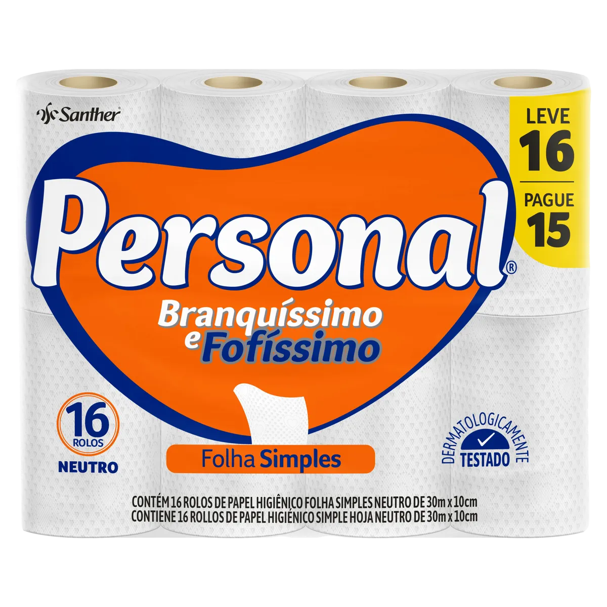 PAPEL HIGIÊNICO PERSONAL NEUTRO LV16 PG15 16X30M