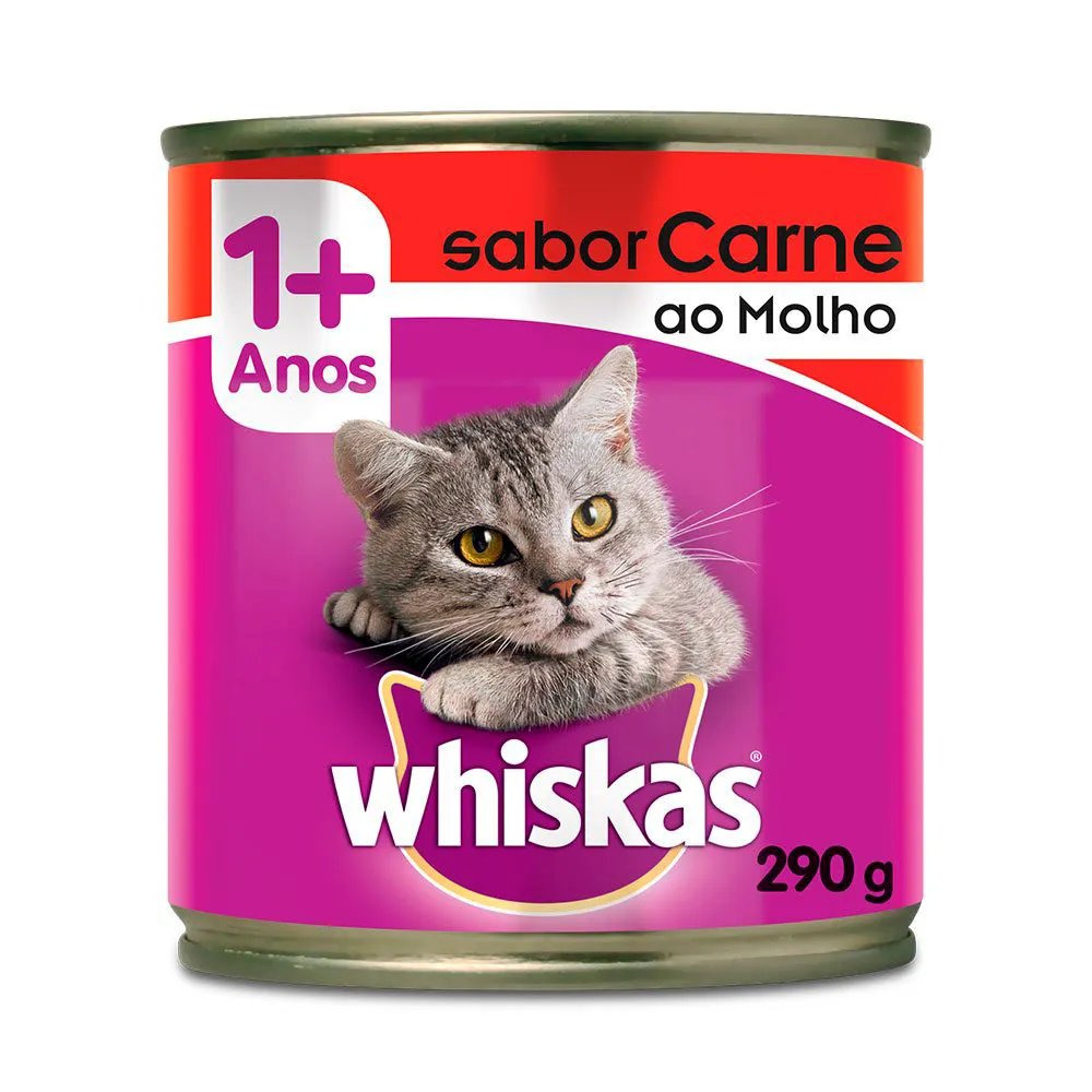 WHISKAS LATA ADULTO CARNE AO MOLHO 290G
