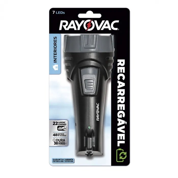 LANTERNA RAYOVAC RECARREGÁVEL 7 LED BIVOLT