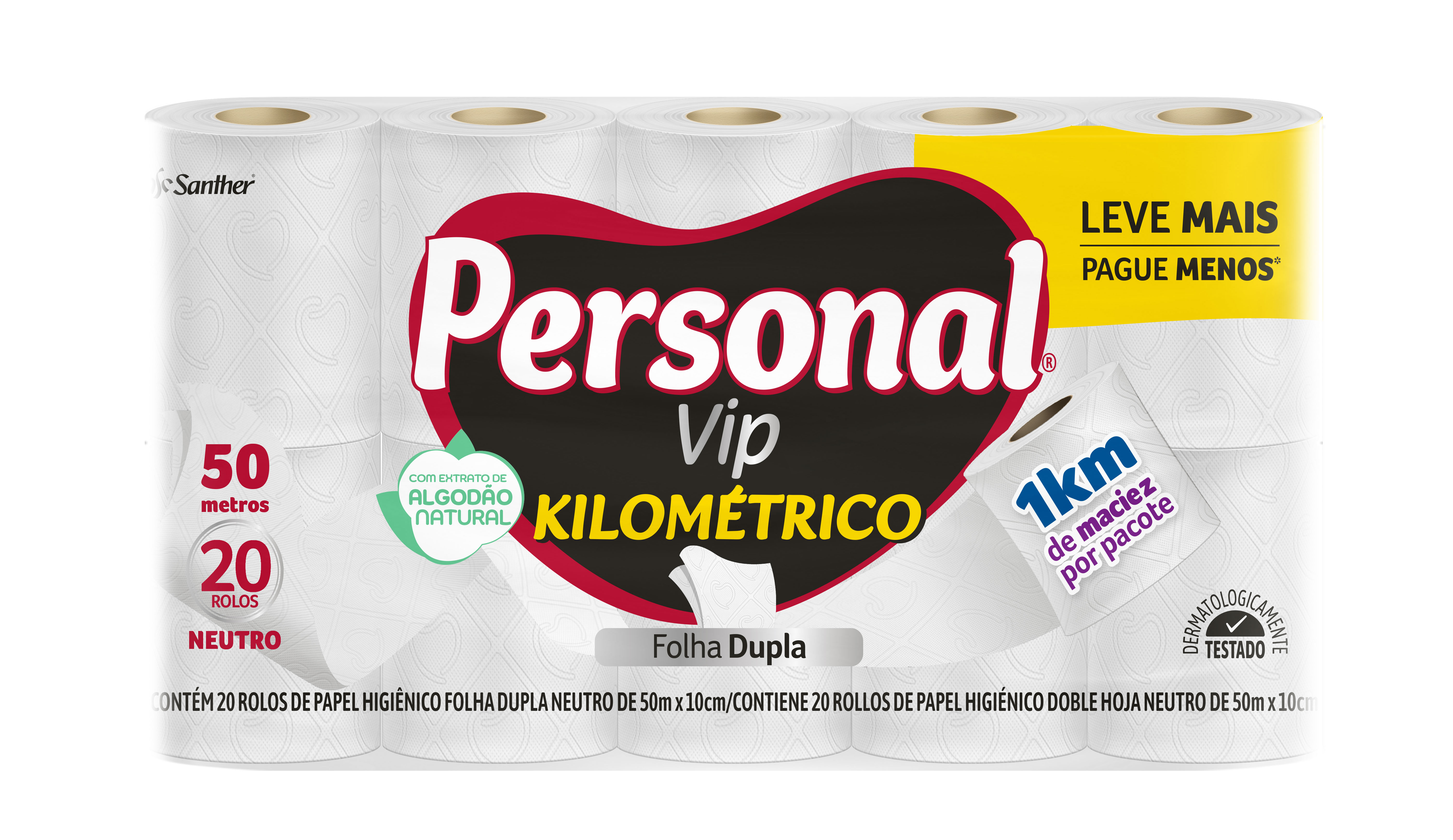 PAPEL HIGIÊNICO PERSONAL VIP NEUTRO KILOMÉTRICO 20X50M