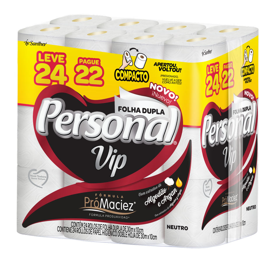 PAPEL HIGIÊNICO PERSONAL VIP NEUTRO LV24 PG22 24X30M
