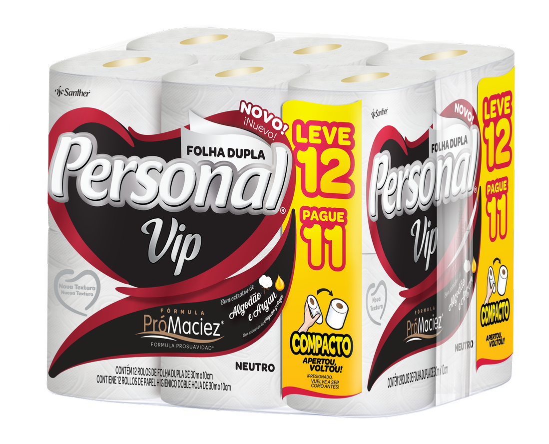 PAPEL HIGIÊNICO PERSONAL VIP NEUTRO LV12 PG11 12X30M