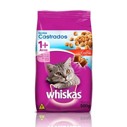 WHISKAS GATOS CASTRADOS CARNE 500G