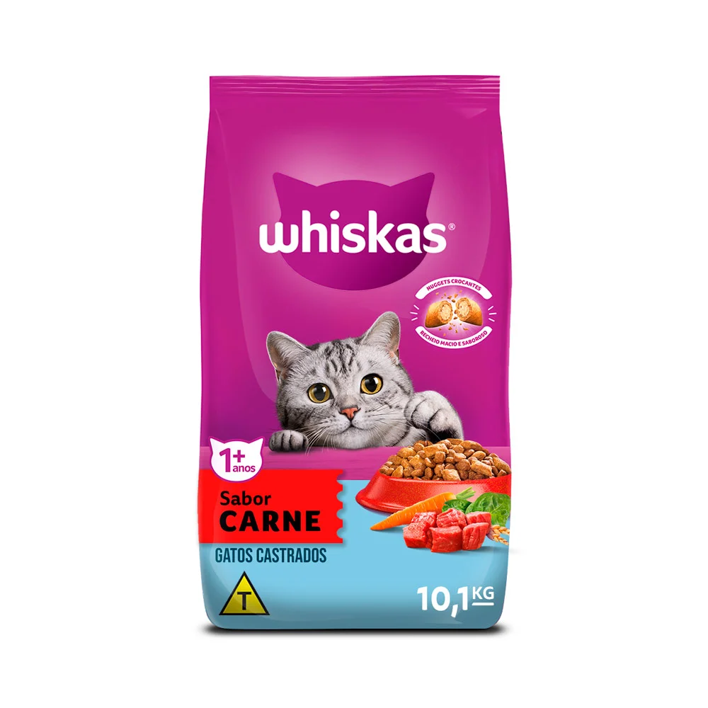 WHISKAS GATOS CASTRADOS CARNE 10,1KG