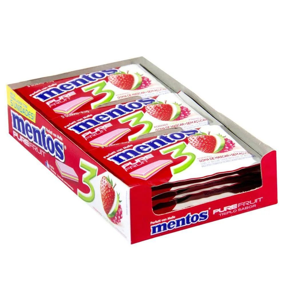 MENTOS PURE FRUIT MORANGO MAÇÃ E FRAMBOESA 127,5G