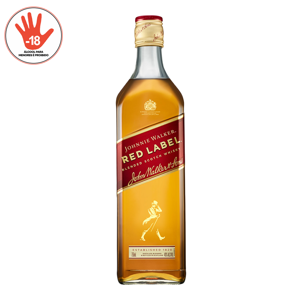 WHISKY JOHNNIE WALKER RED LABEL 8 ANOS 750ML
