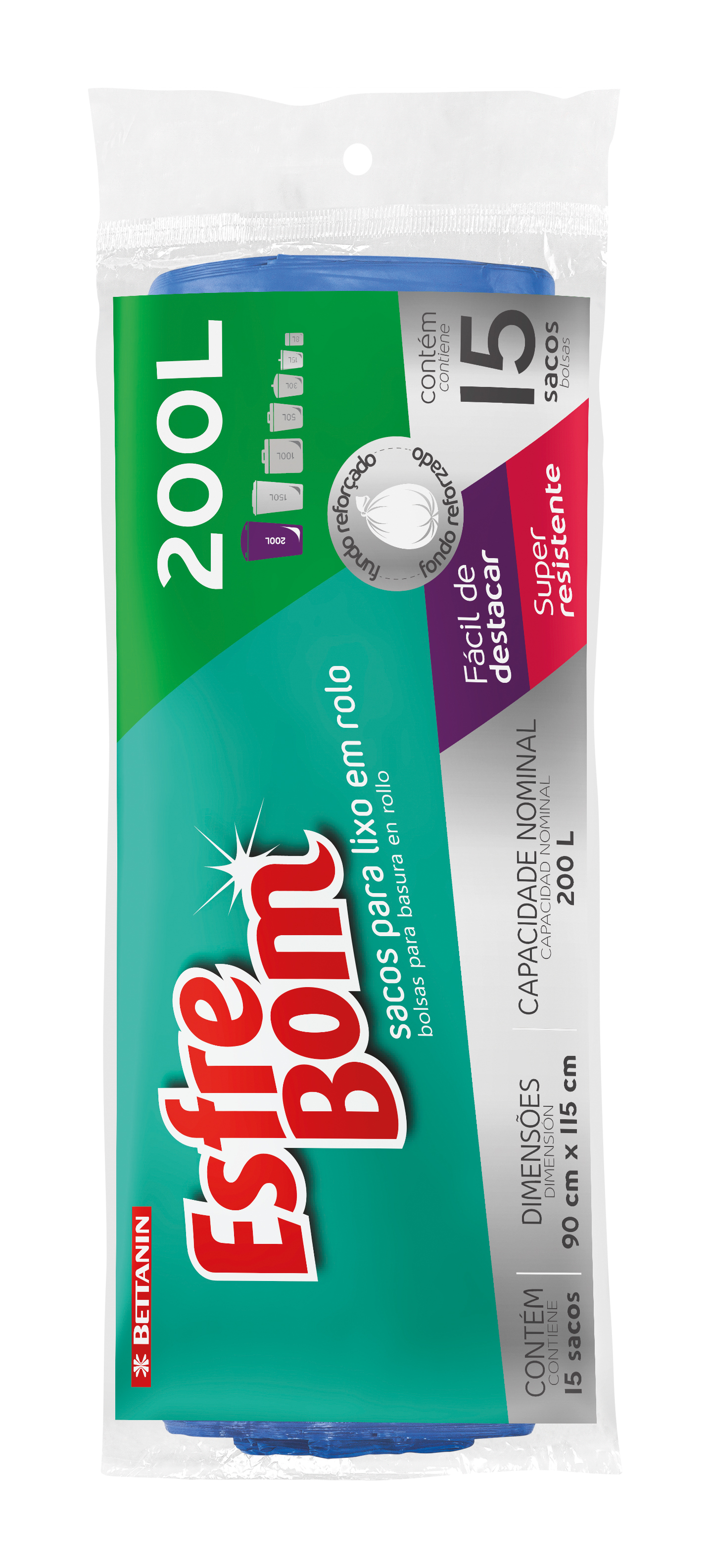 SACO PARA LIXO EM ROLO ESFREBOM 200 LITROS 15 SACOS