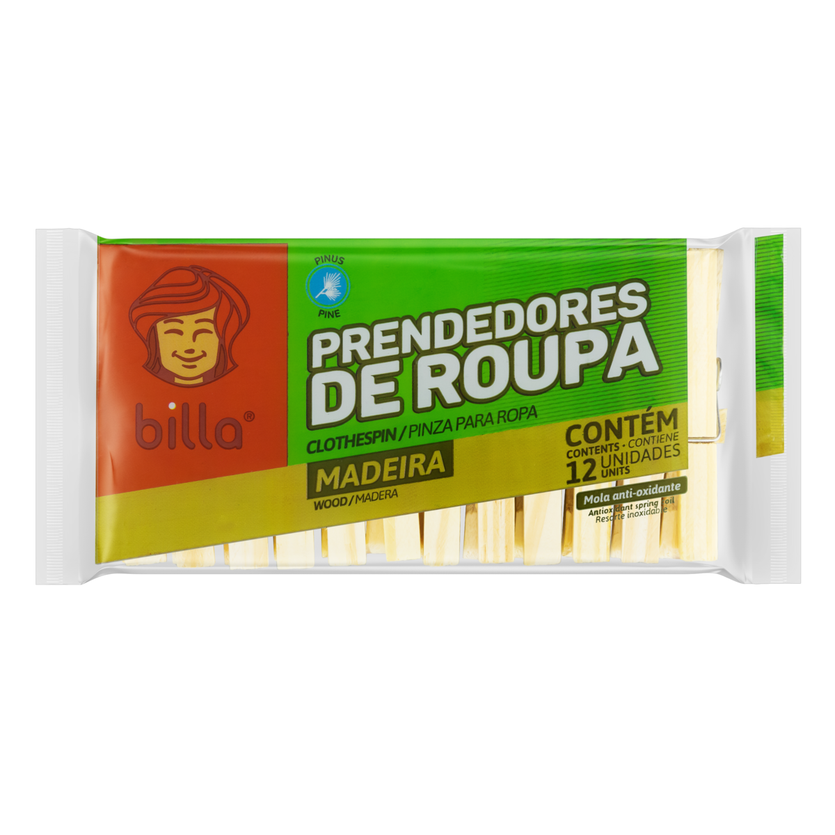 PRENDEDOR DE ROUPA BILLA COM 12 UNI MADE