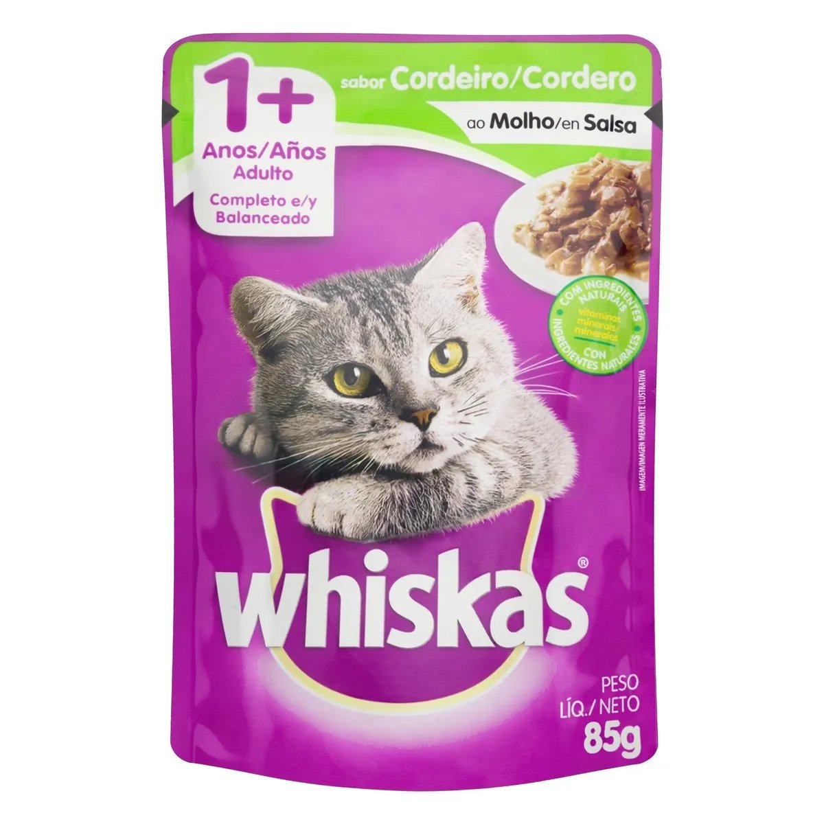 WHISKAS ADULTO SACHÊ CORDEIRO AO MOLHO 85G
