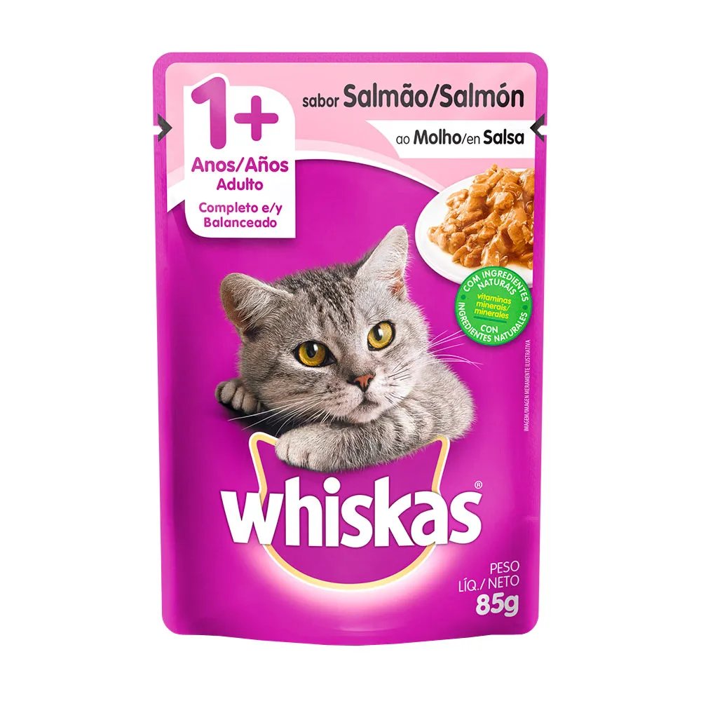 WHISKAS ADULTO SACHÊ SALMÃO AO MOLHO 85G