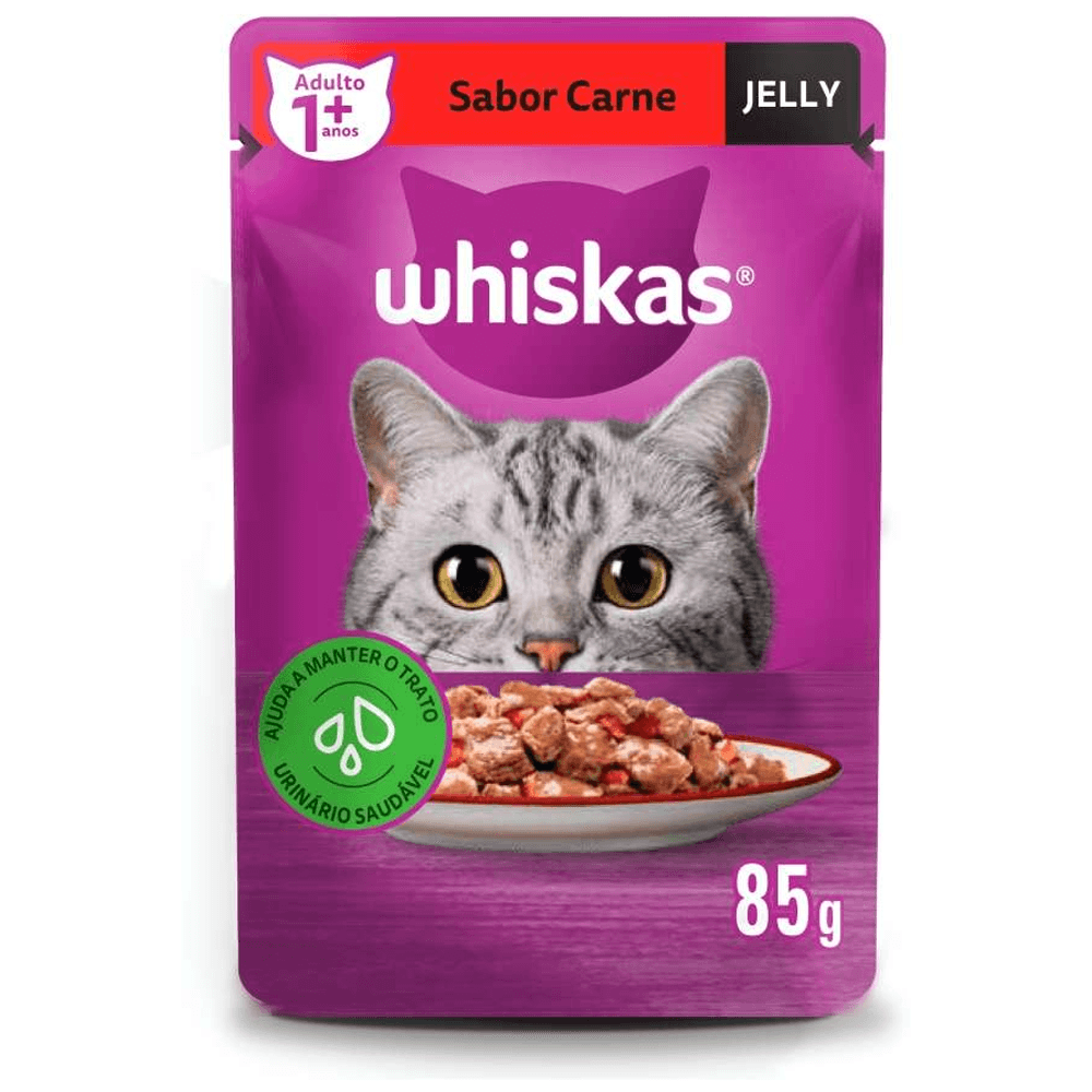 WHISKAS ADULTO SACHÊ JELLY CARNE 85G