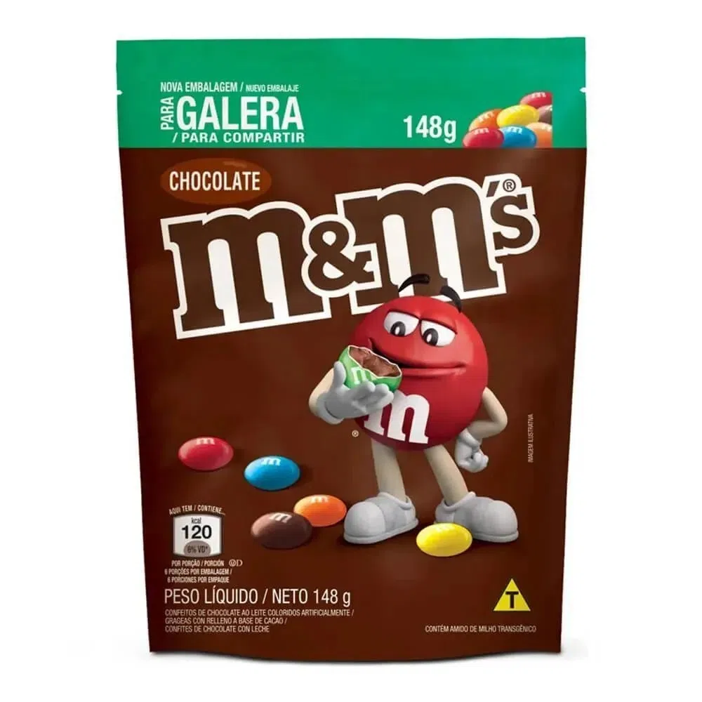 *CHOCOLATE M&Ms CHOCOLATE AO LEITE POUCH 148G
