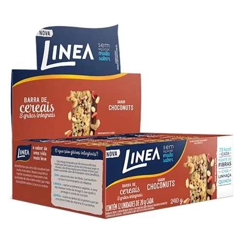 BARRA DE CEREAIS LINEA NUTS COM CHOCOLATE 12X20G