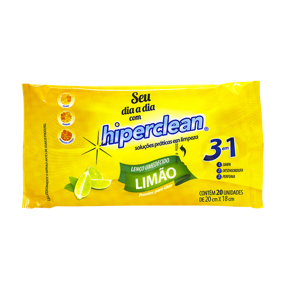 LENCO UMIDO HIPERCLEAN 1X20 MULTIUSO 3 EM 1