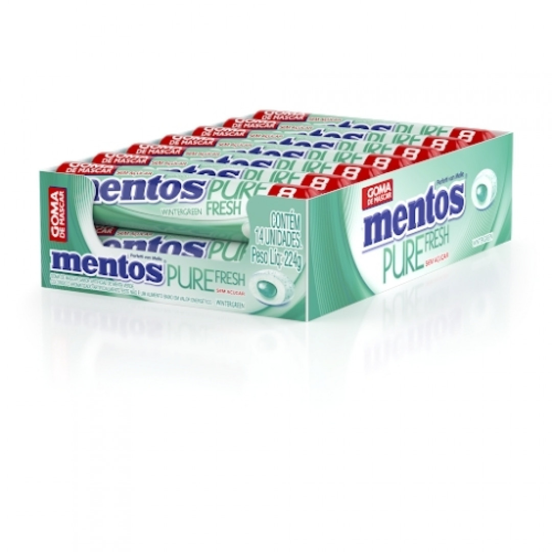 MENTOS STICK PURE FRESH WINTERGREEN 14X16G 224G