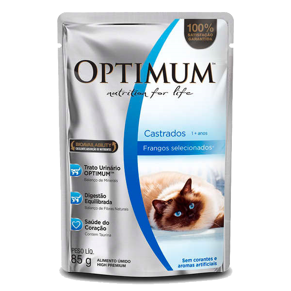 OPTIMUM CAT SACHÊ ADULTO CASTRADO FRANGO 85G