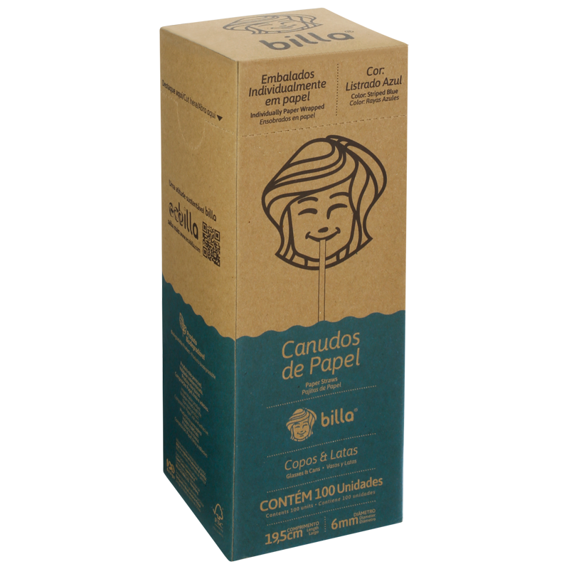 *CANUDO DE PAPEL BILLA RIGIDO COM 100 UN