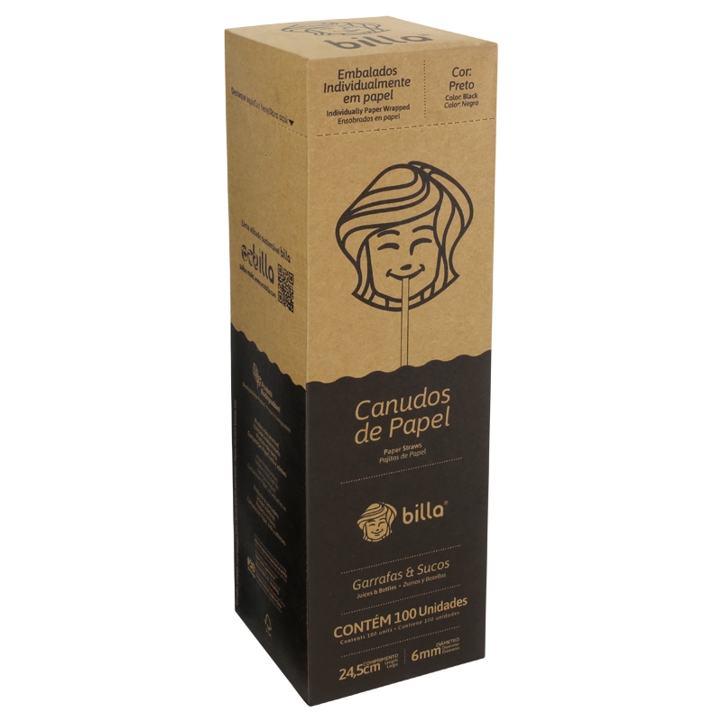 *CANUDO DE PAPEL BILLA RIGIDO COM 100 UN