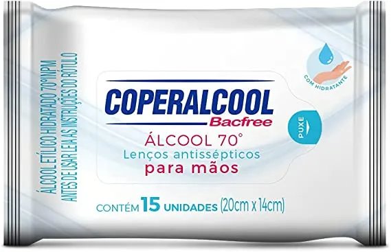LENÇO UMEDECIDO ANTISSÉPTICO COPERALCOOL COM 15 UND