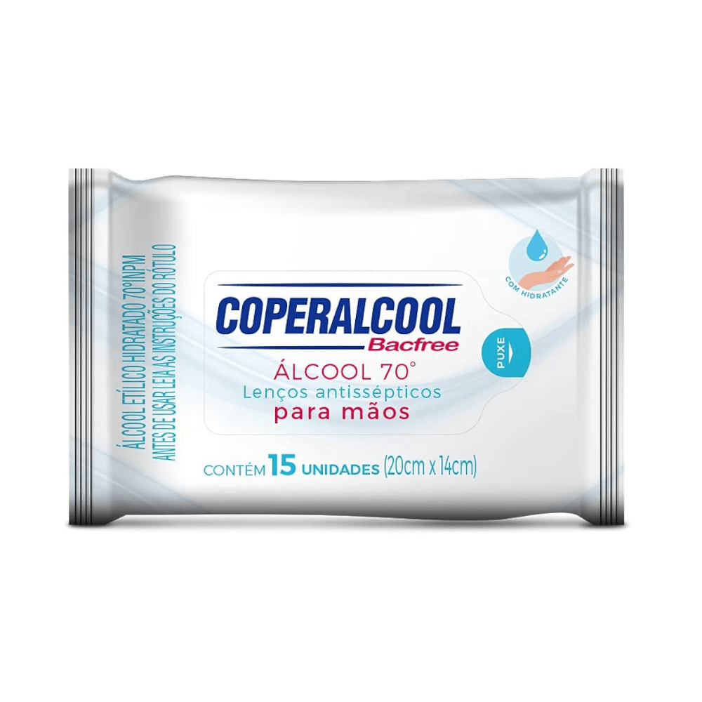LENÇO UMEDECIDO ANTISSÉPTICO COPERALCOOL COM 15 UND