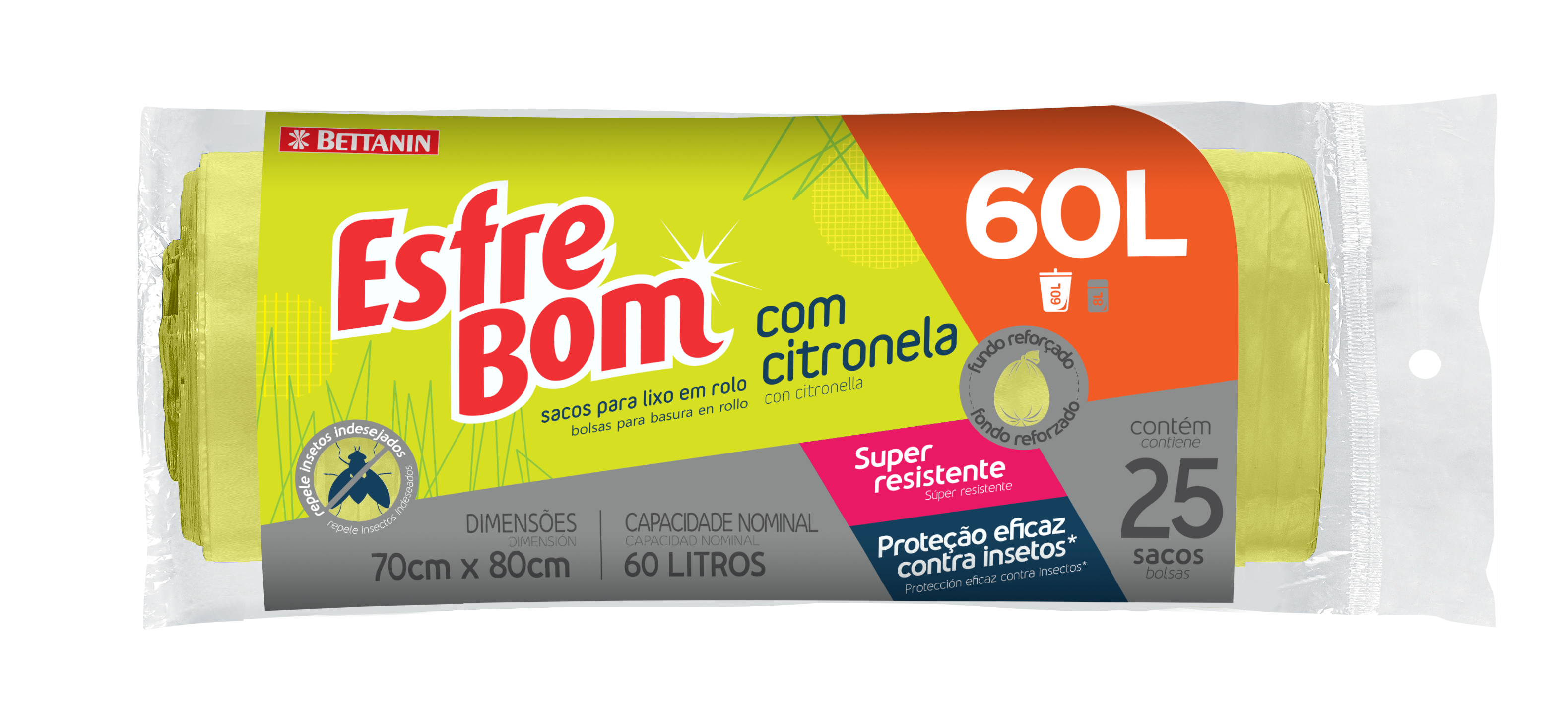 *SACO PARA LIXO EM ROLO ESFREBOM COM CITRONELA 60 LITROS 25 SACOS