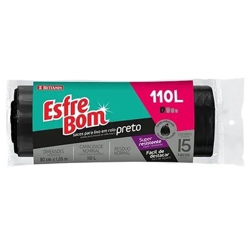 *SACO ESFREBOM P/ LIXO PRETO 110LT C/ 1