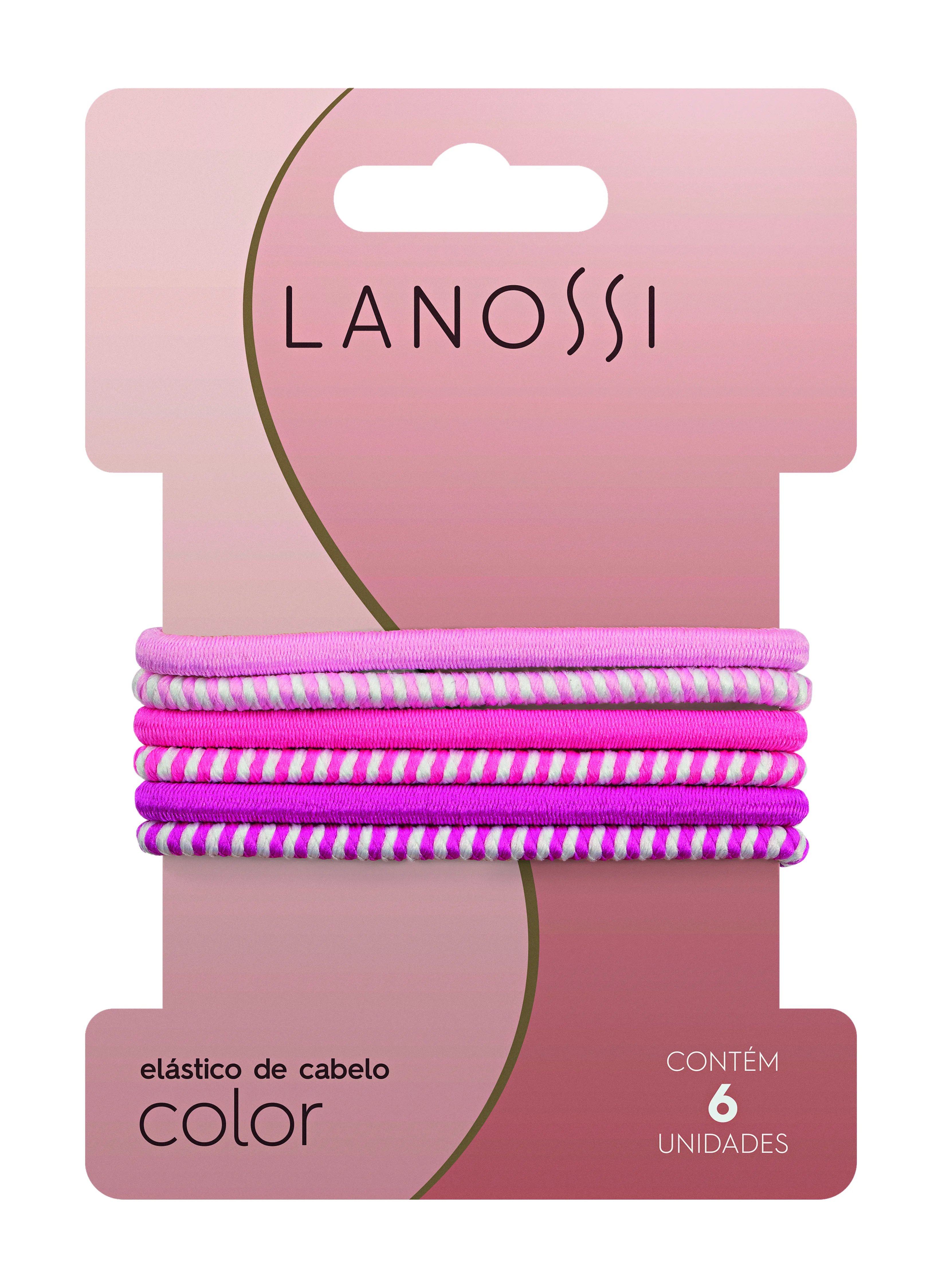 *ELÁSTICOS DE CABELO LANOSSI COLOR PINK  6 UND