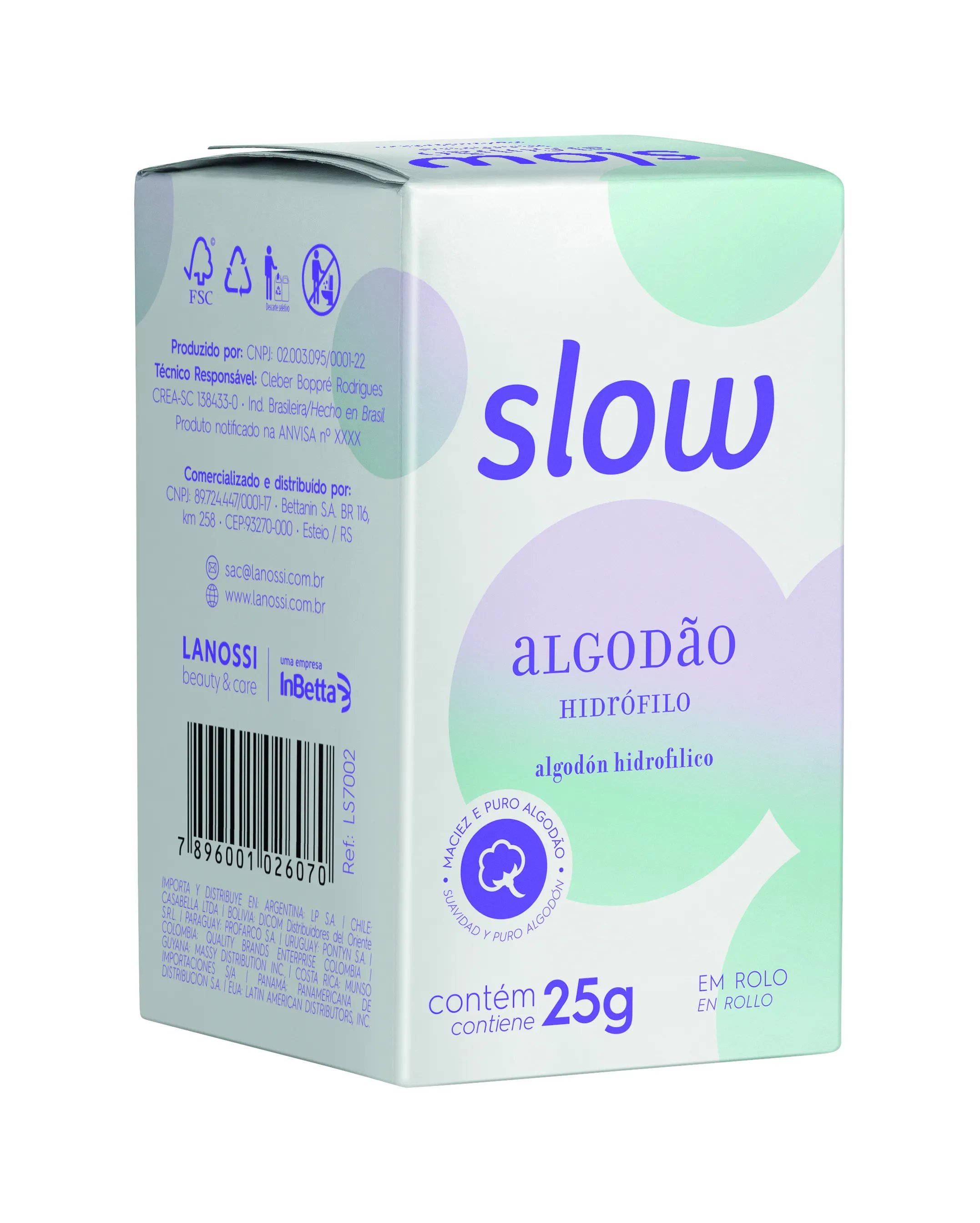 ALGODAO HIDRÓFILO EM ROLO SLOW 25GR