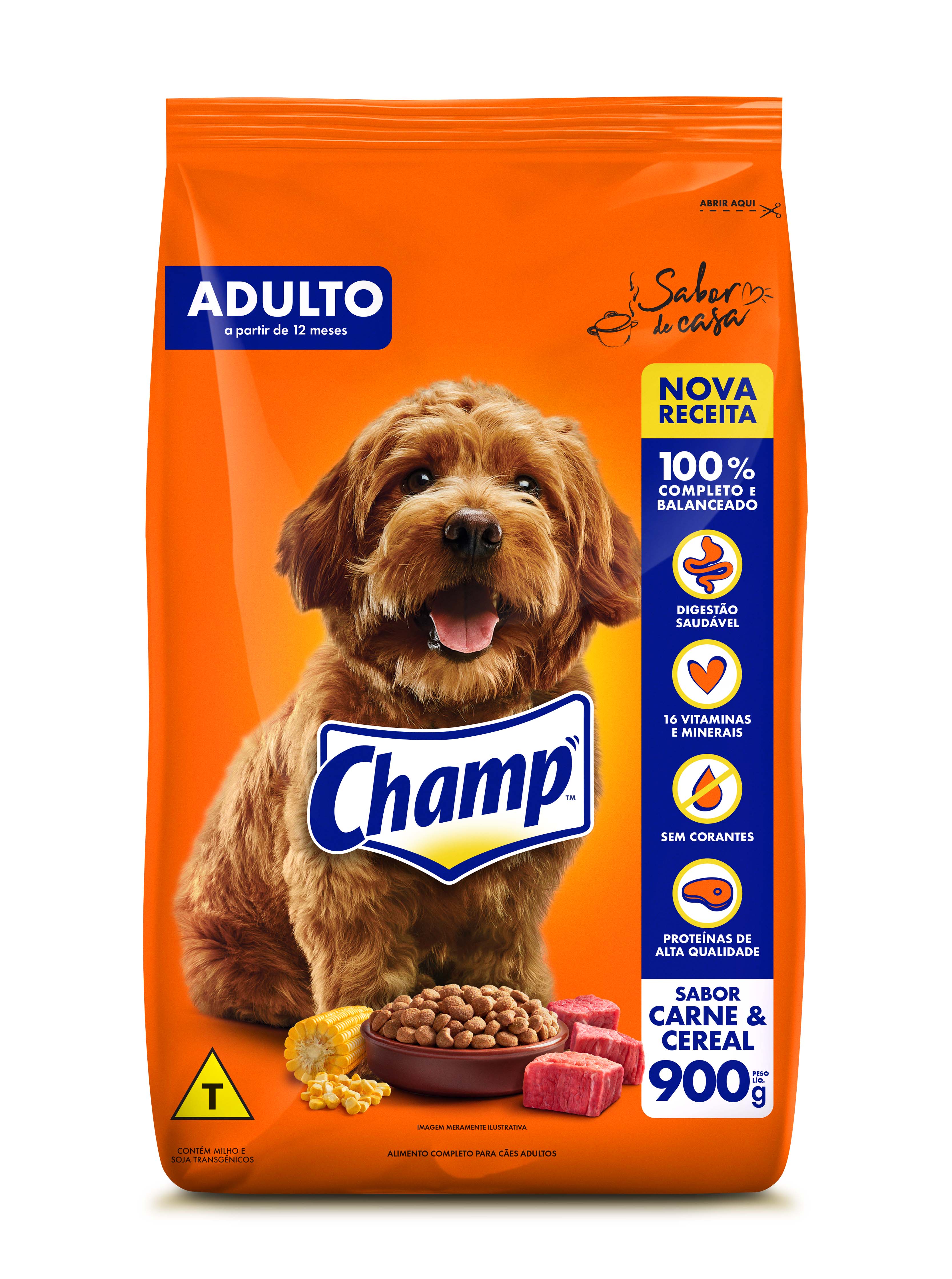 CHAMP ADULTO CARNE E CEREAL 900G