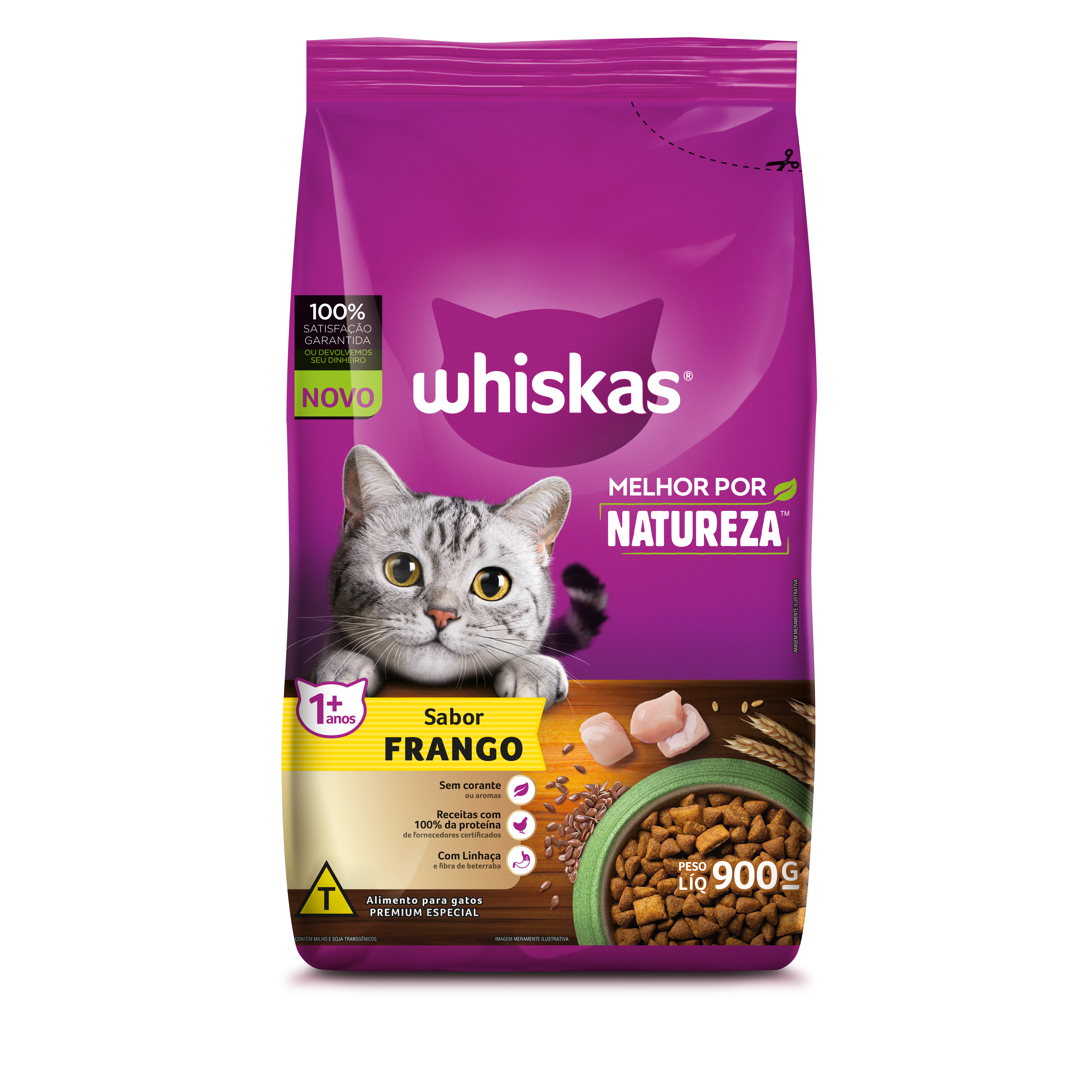 WHISKAS ADULTO FRANGO MELHOR POR NATUREZA 900G