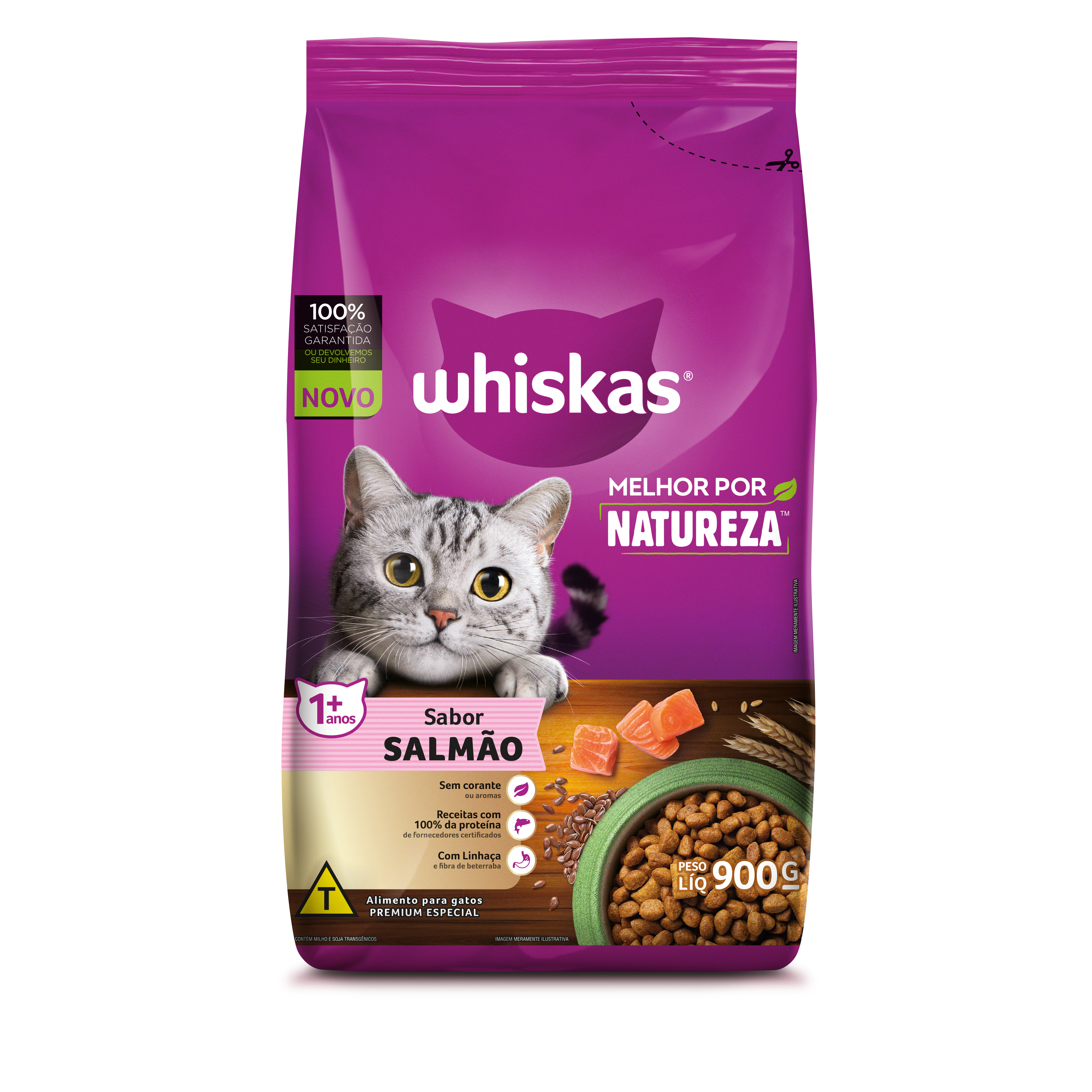 WHISKAS ADULTO SALMÃO MELHOR POR NATUREZA 900G
