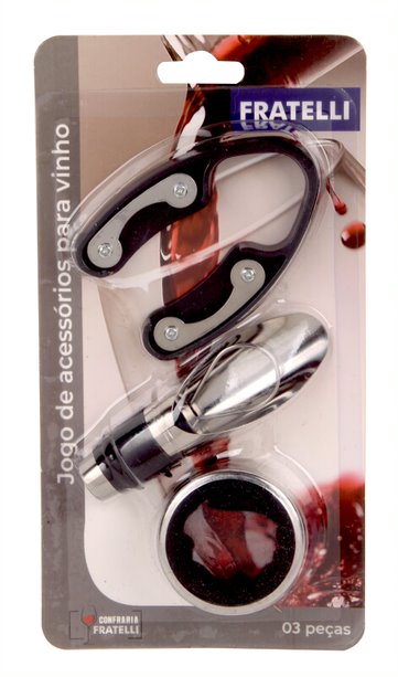 *JOGO DE ACESSORIOS PARA VINHO CONFRARIA