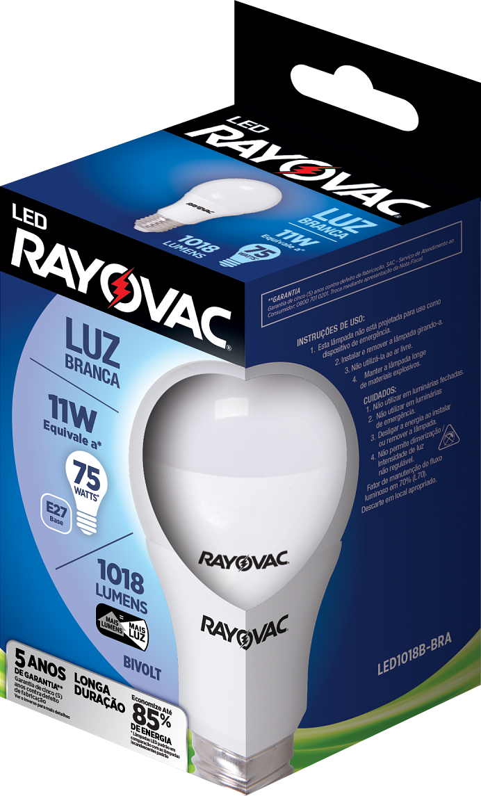 LÂMPADA RAYOVAC LED 11W BIVOLT BRANCA