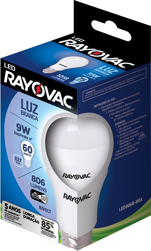LÂMPADA RAYOVAC LED 9W BIVOLT BRANCA