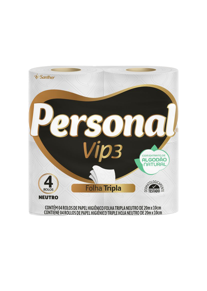 PAPEL HIGIÊNICO PERSONAL VIP NEUTRO LV12 PG11 FOLHA TRIPLA 12X20M