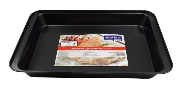 **ASSADEIRA FRATELLI ACO CARBONO 42X28CM