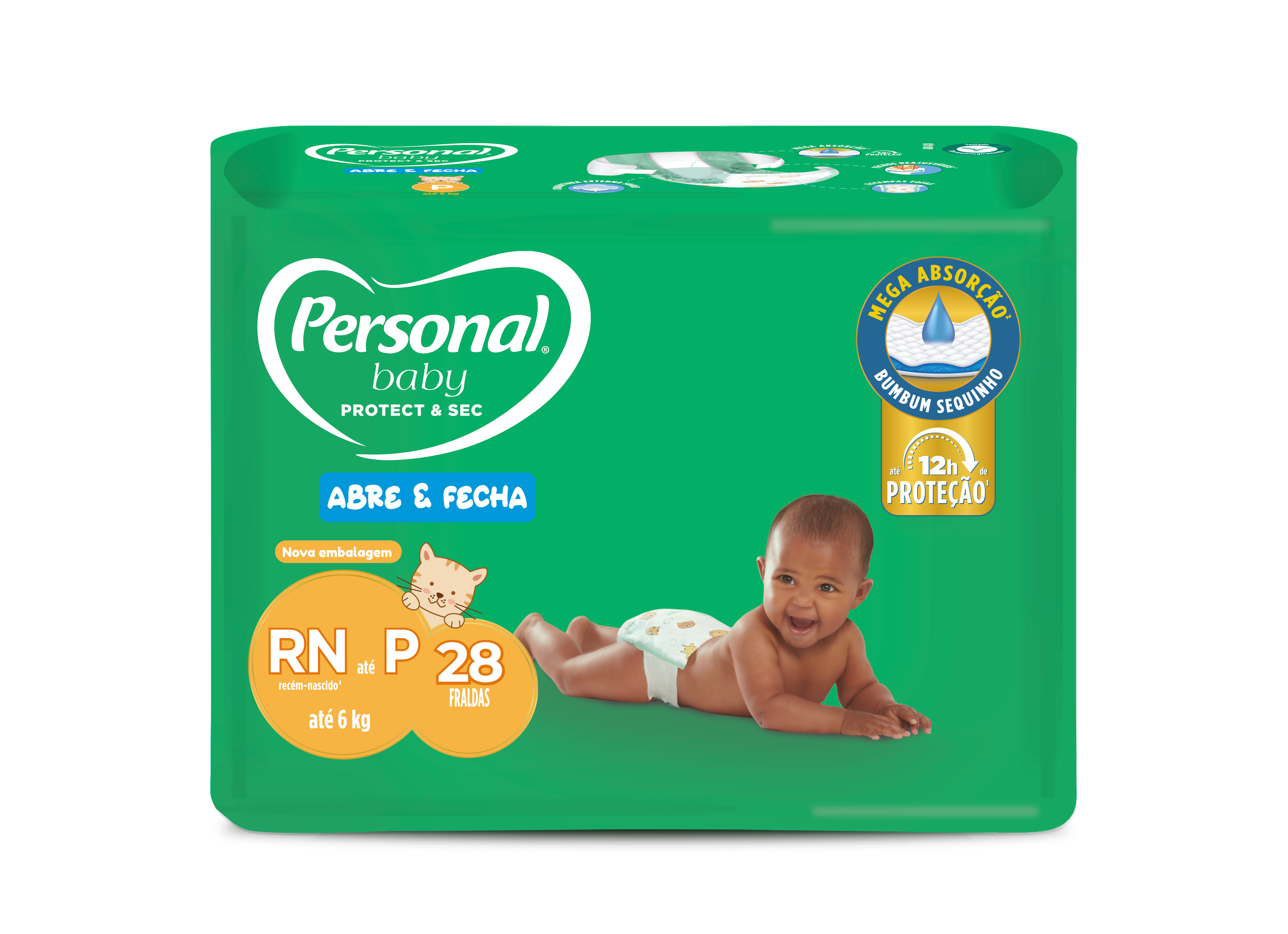 FRALDA DESCARTÁVEL PERSONAL BABY PROTECT & SEC P PACOTE 28 UNIDADES
