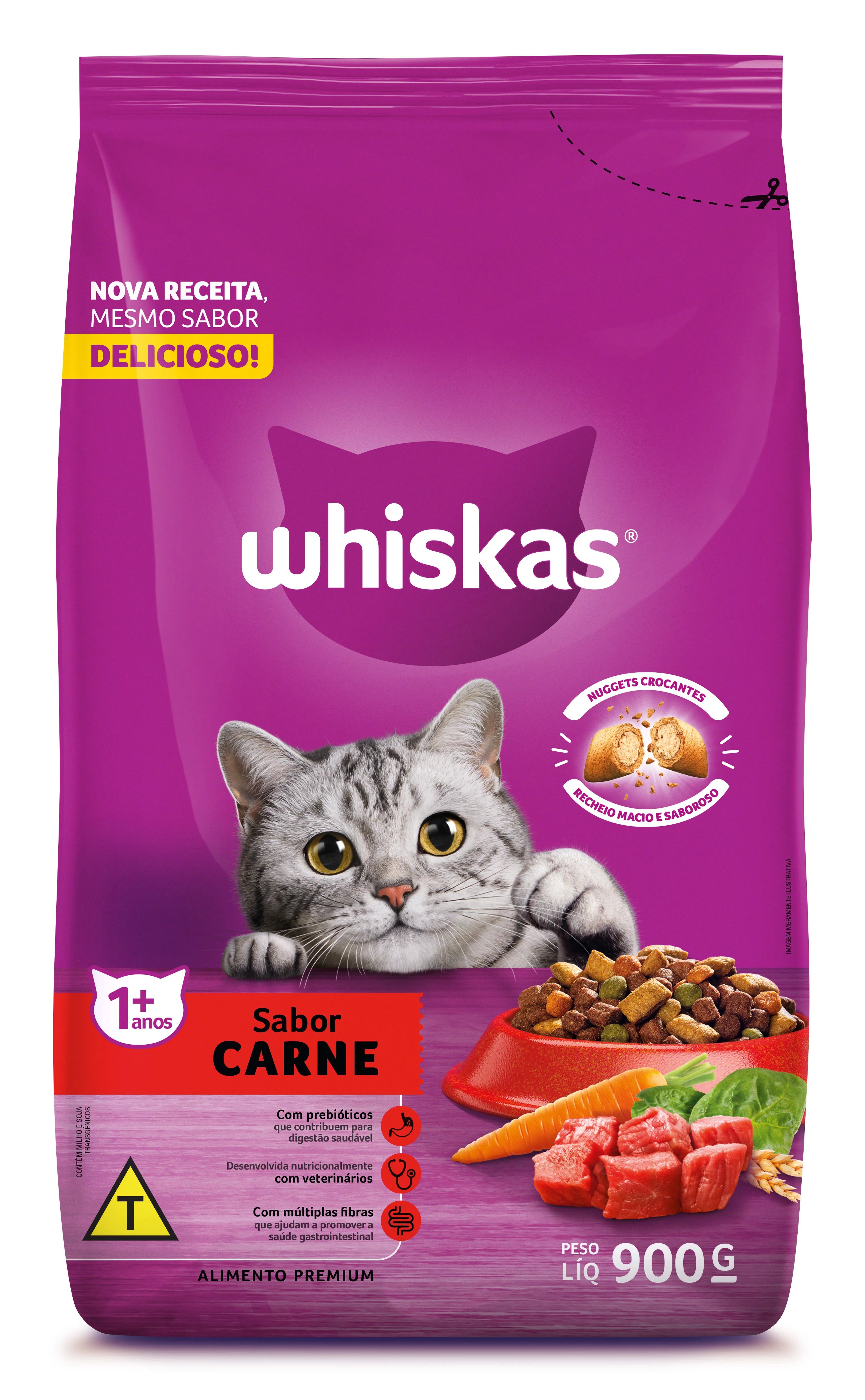 WHISKAS ADULTO CARNE 900G
