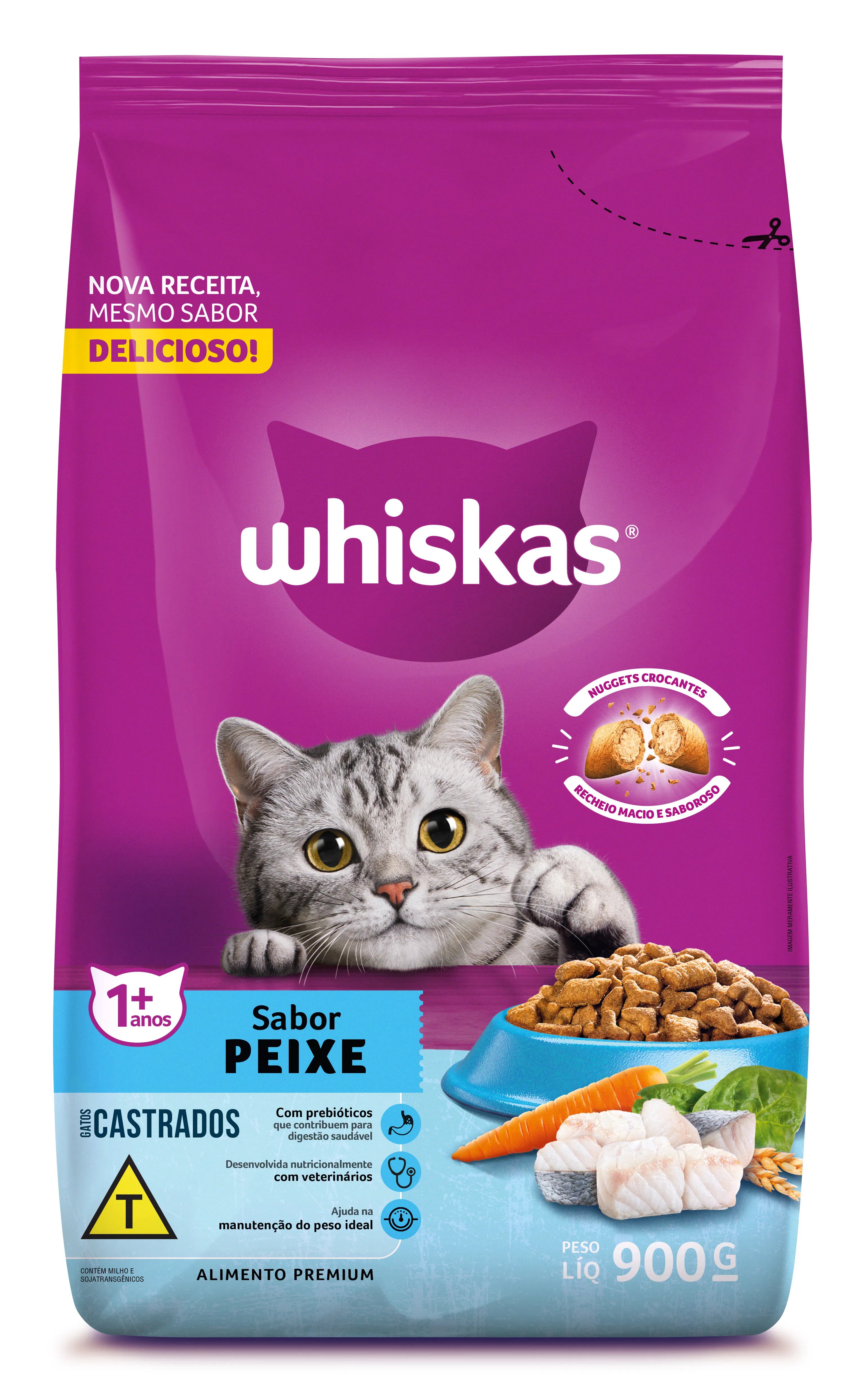 WHISKAS CASTRADO PEIXE 900G