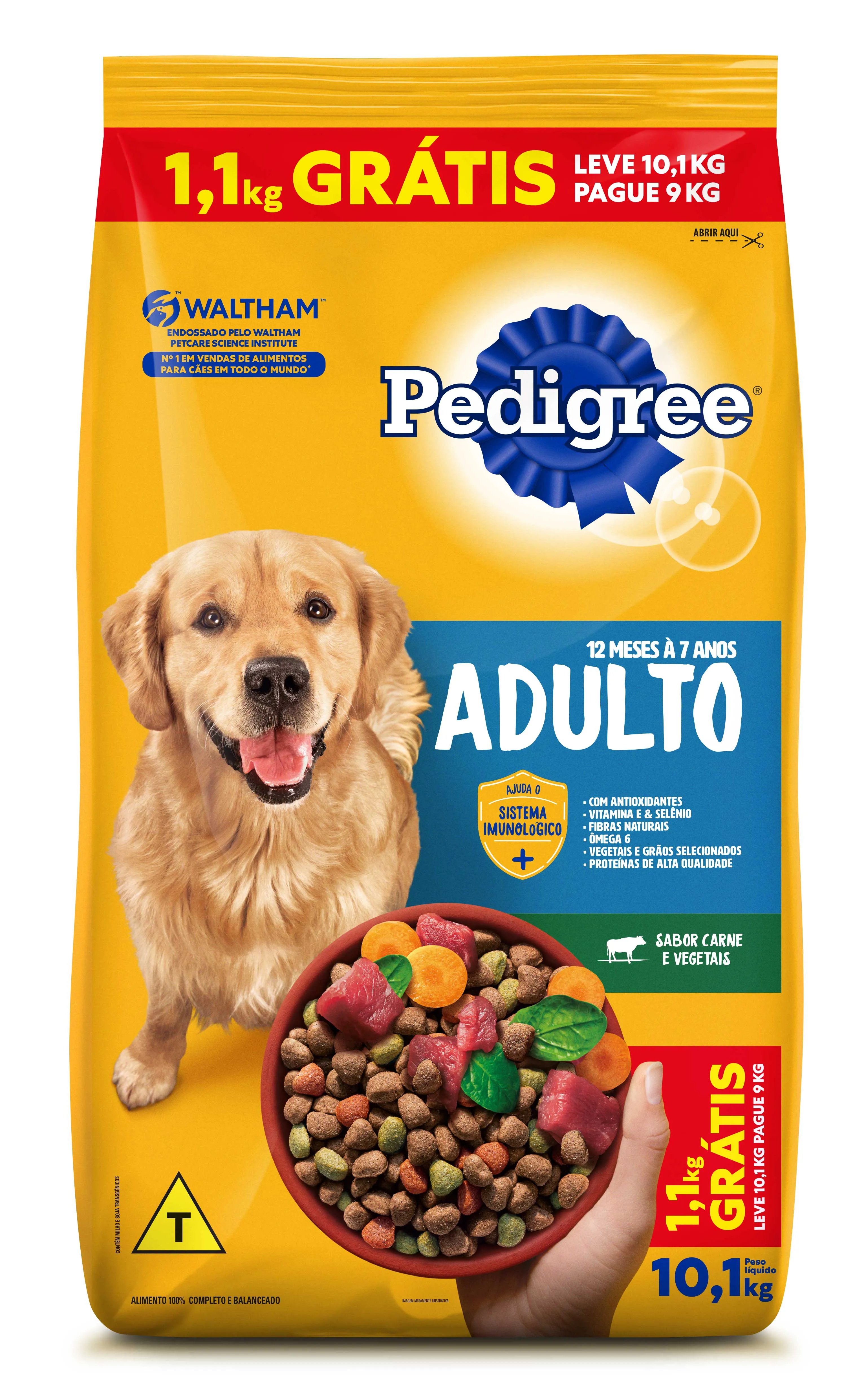 PEDIGREE ADULTO CARNE E VEGETAIS 10,1KG