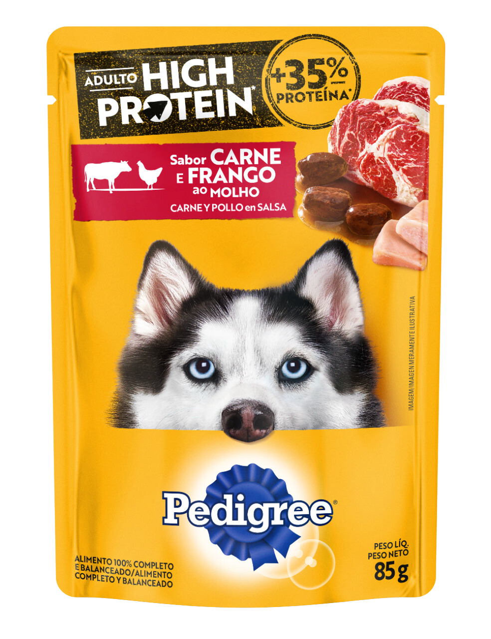 PEDIGREE SACHÊ ADULTO HIGH PROTEIN CARNE 85G