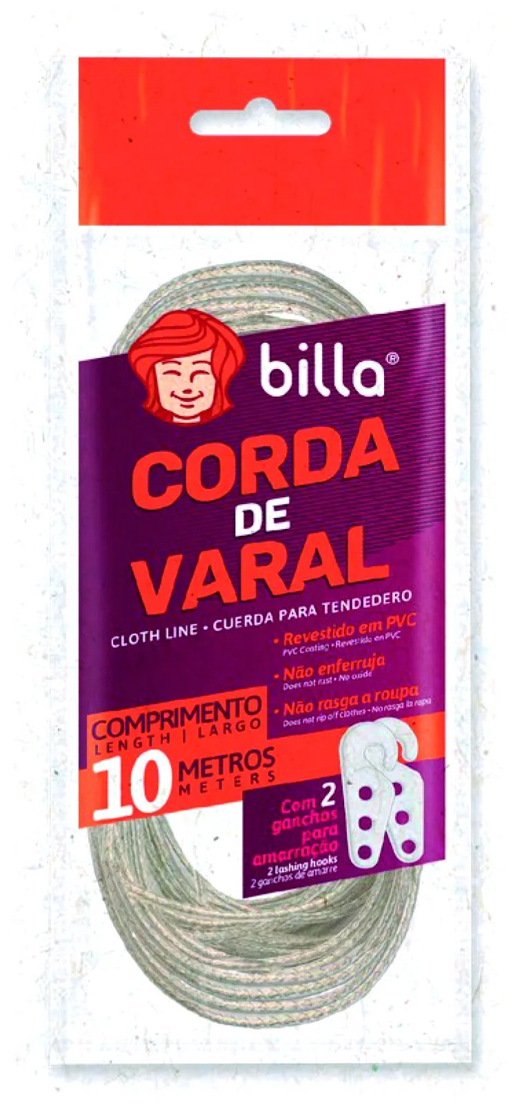 CORDA DE VARAL ACO COM PVC BILLA 10MT