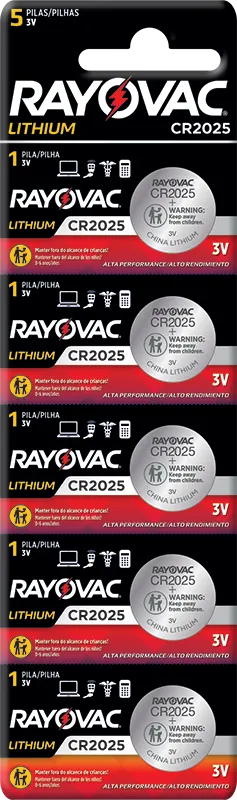 PILHA RAYOVAC ELETRÔNICA LITHIUM CR2025 COM 5 UND