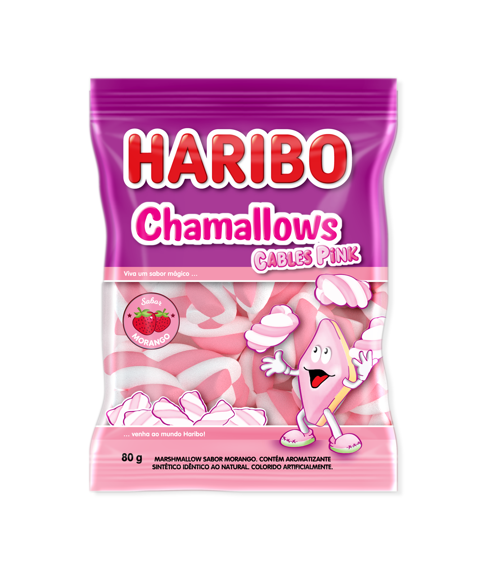 *MARSHMALLOW HARIBO CABLES PINK 80G