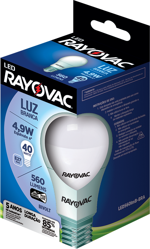 LÂMPADA RAYOVAC LED 4,9W BIVOLT BRANCA