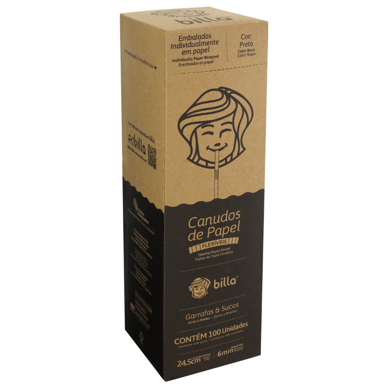 *CANUDO DE PAPEL BILLA RIGIDO COM 100 UN