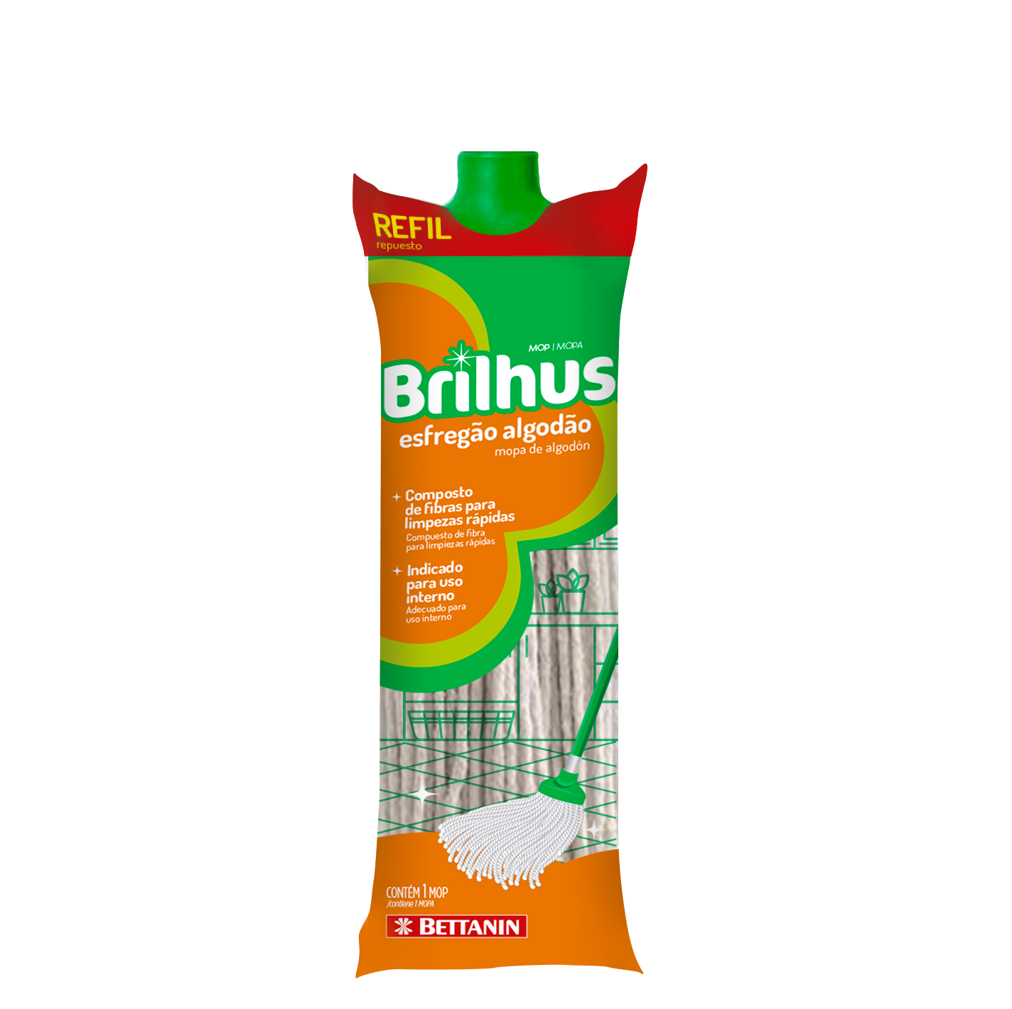 MOP BRILHUS ESFREGÃO ALGODÃO REFIL