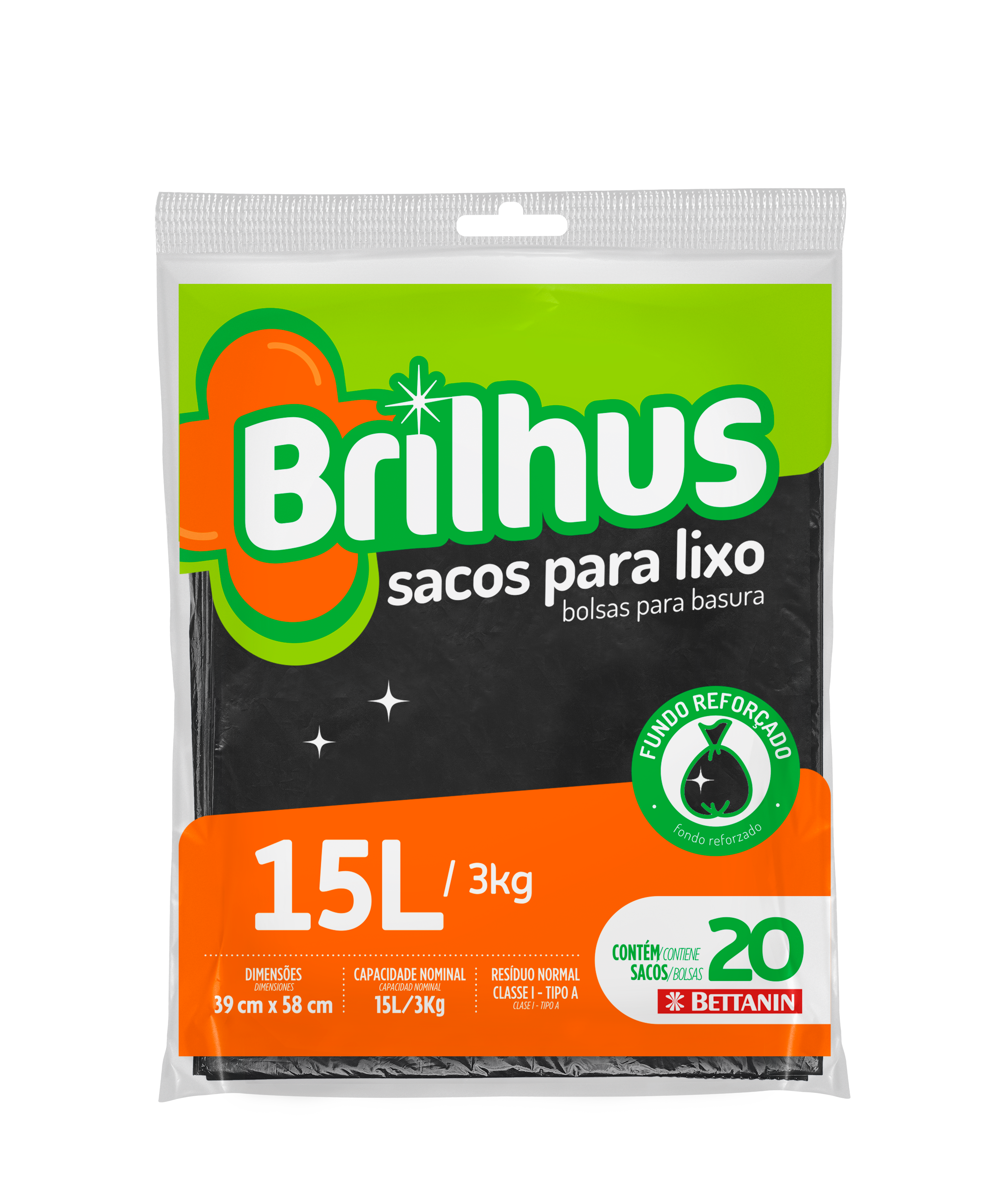 SACO PARA LIXO ALMOFADA BRILHUS 15LT 20 SACOS