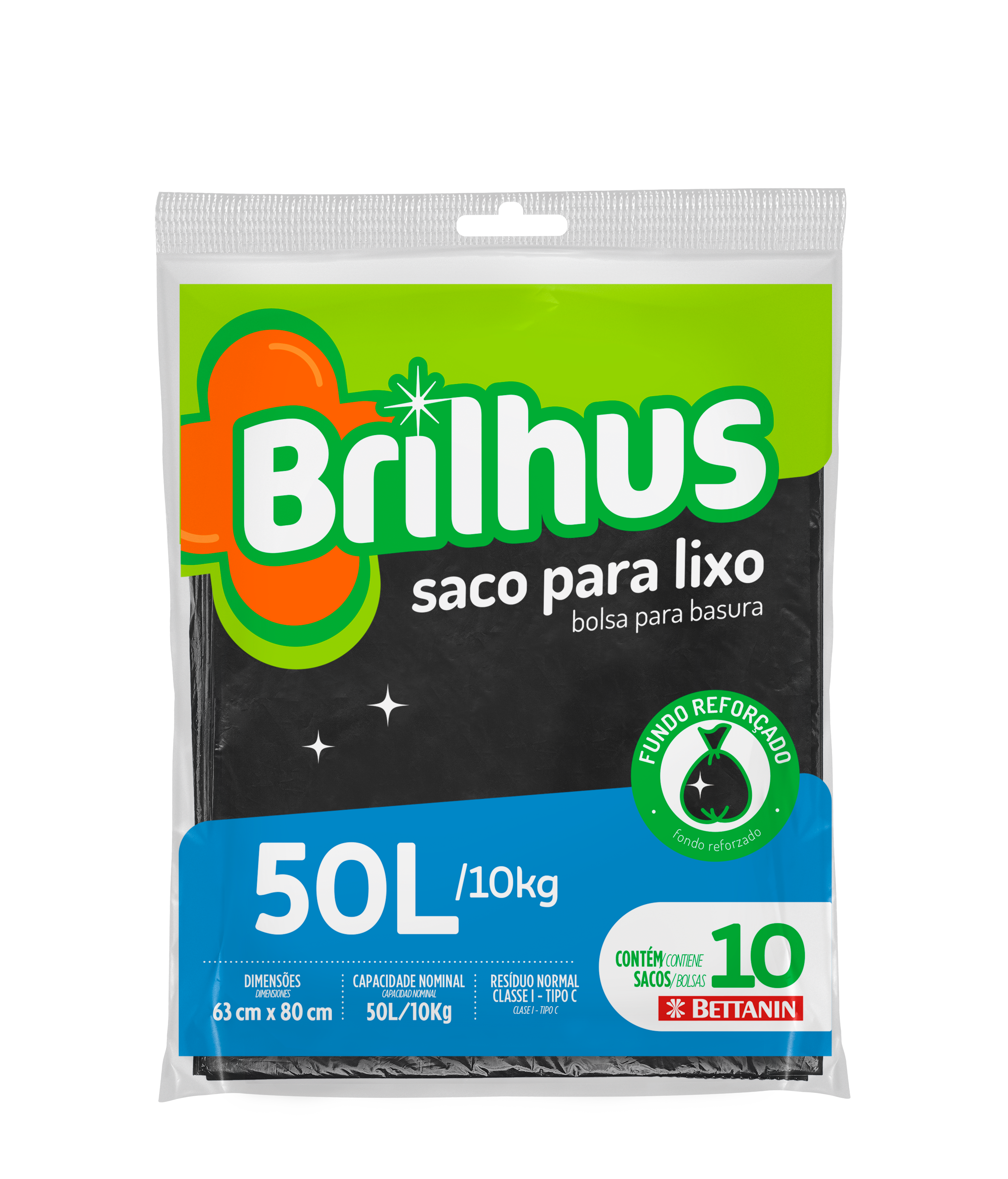 SACO PARA LIXO ALMOFADA BRILHUS 50LT 10 SACOS