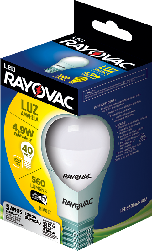 LÂMPADA RAYOVAC LED 4,9W BIVOLT AMARELA